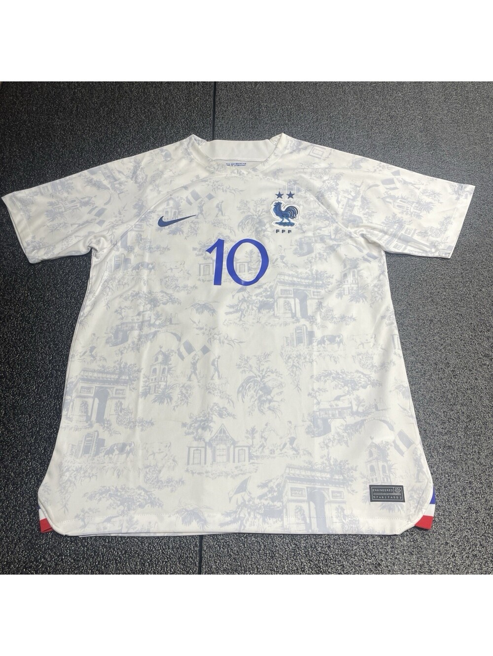 Nike France #10 Kylian Mbappe 22/23 Dri-Fit Jersey Size L White Blue DN0688-100